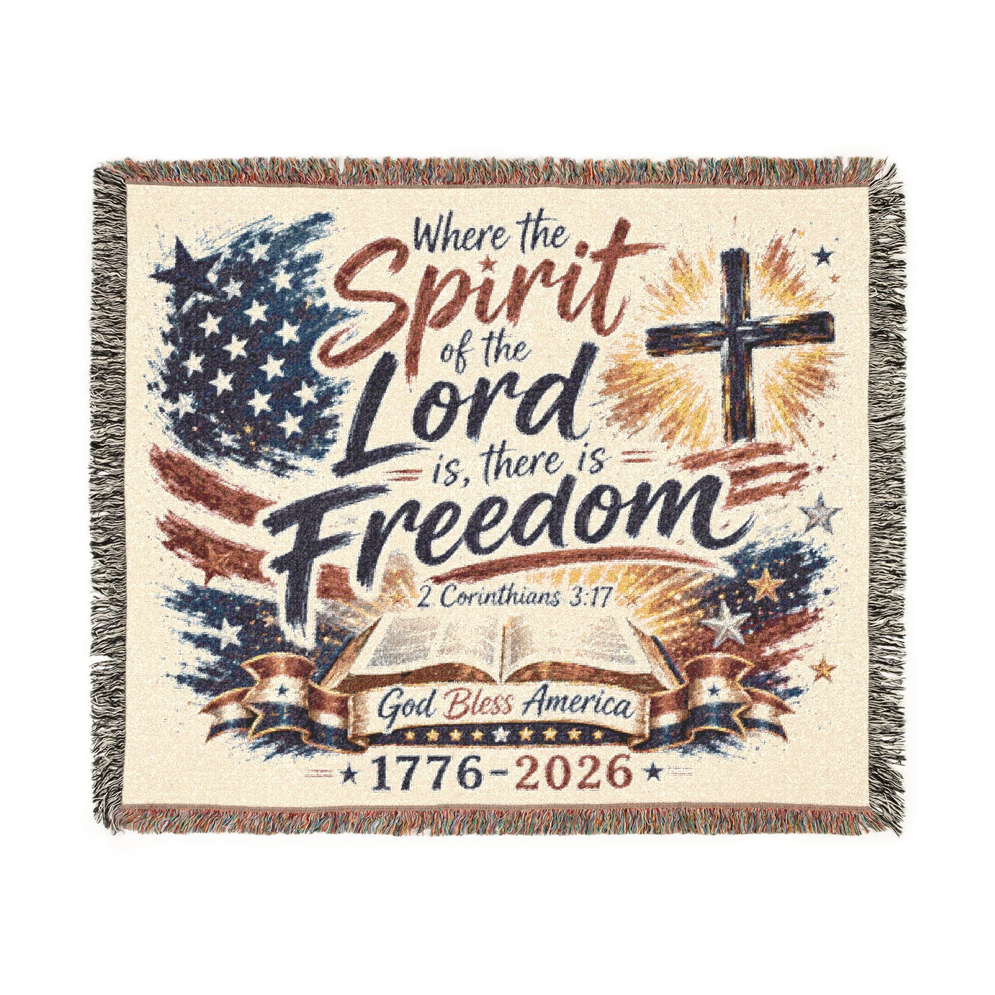 Limited Edition - Christian Freedom Woven Blanket – "Spirit of the Lord is Freedom" Prayer Throw