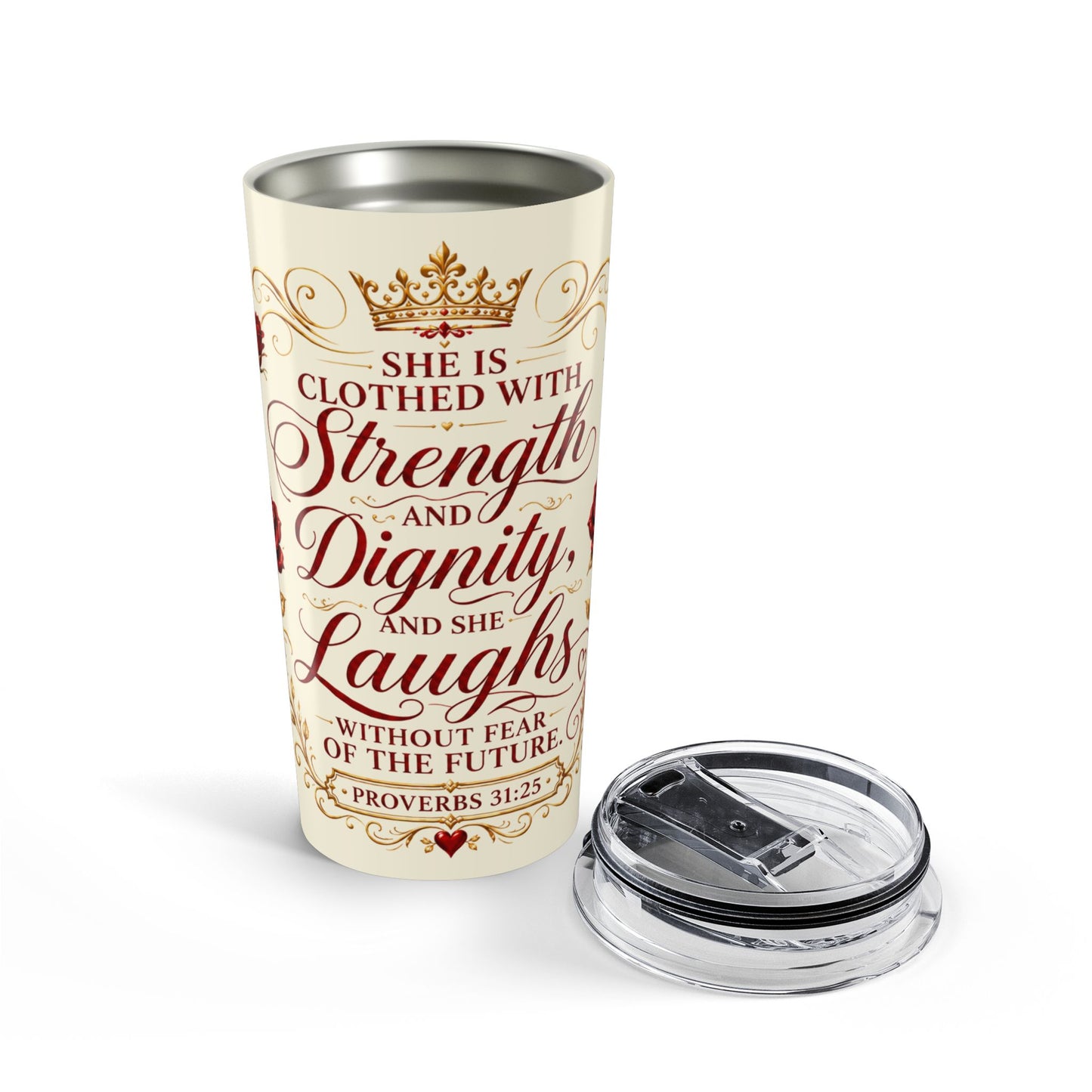 Copy of 20oz Inspirational Tumbler — "She Is Clothed with Strength and Dignity" Christian Verse Travel Mug