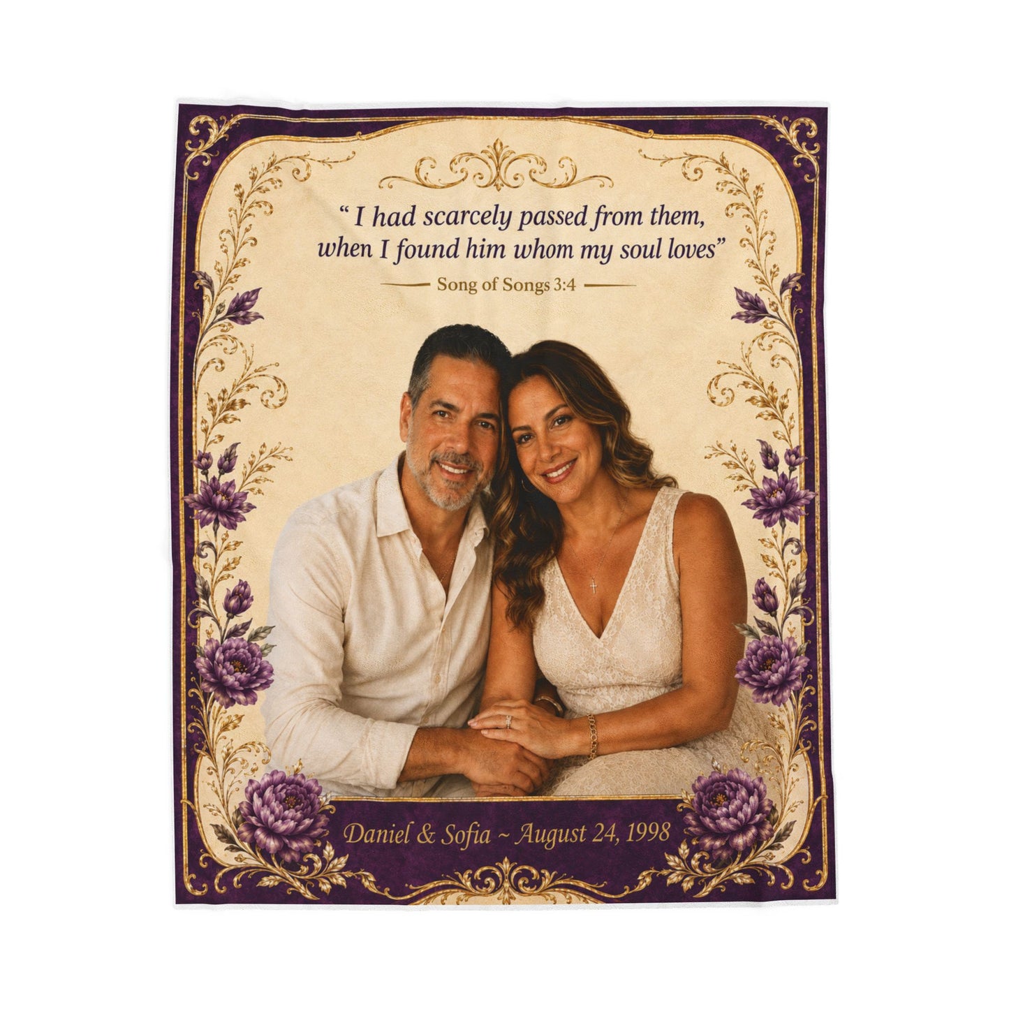 Personalized Photo Velveteen Blanket — Custom Name & Date with "I had scarcely passed from them" Verse