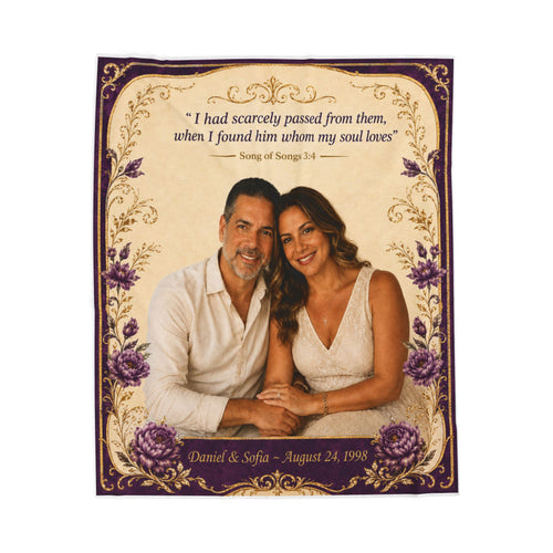 Personalized Photo Velveteen Blanket — Custom Name & Date with "I had scarcely passed from them" Verse