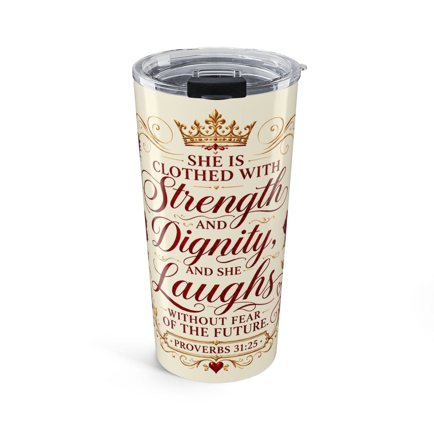 Copy of 20oz Inspirational Tumbler — "She Is Clothed with Strength and Dignity" Christian Verse Travel Mug