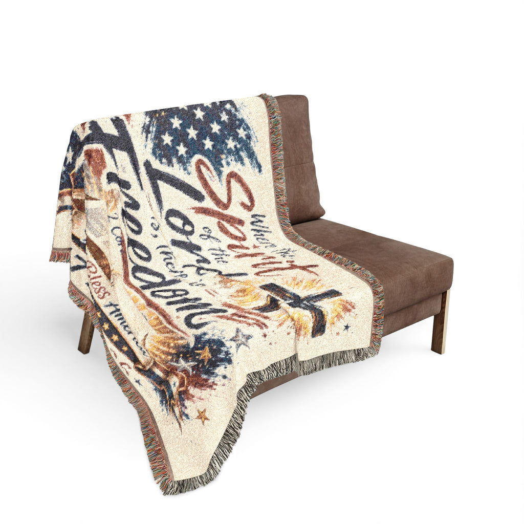 Limited Edition - Christian Freedom Woven Blanket – "Spirit of the Lord is Freedom" Prayer Throw