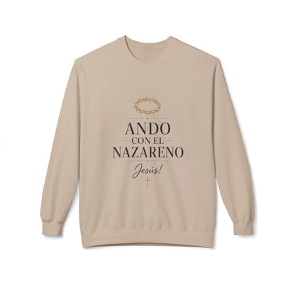 Unisex Midweight Softstyle Fleece Crewneck Sweatshirt - Ando Con El Nazareno - Jesus