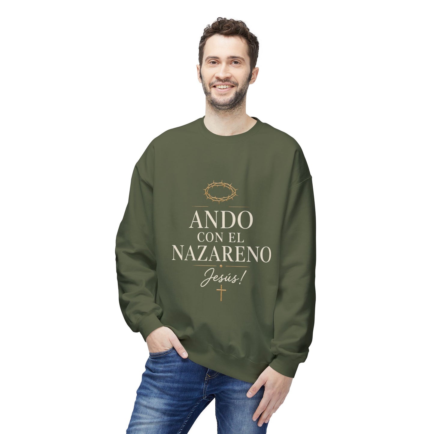 Unisex Midweight Softstyle Fleece Crewneck Sweatshirt Ando Con El Nazareno - Jesus