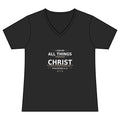 Women’s V‑Neck Christian T‑Shirt – “I Can Do All Things Through Christ” Philippians 4:13