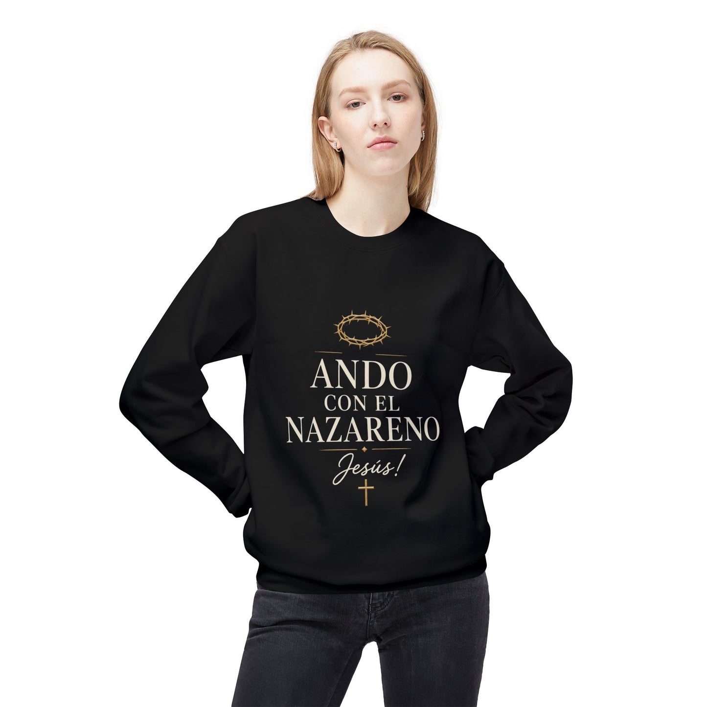 Unisex Midweight Softstyle Fleece Crewneck Sweatshirt Ando Con El Nazareno - Jesus