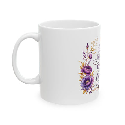 She Is Clothed with Strength & Dignity Ceramic Mug – Proverbs 31 Inspirational Coffee Cup
