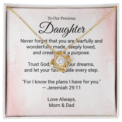 To Our Precious Daughter - Faith and Love Knot Keepsake Necklace