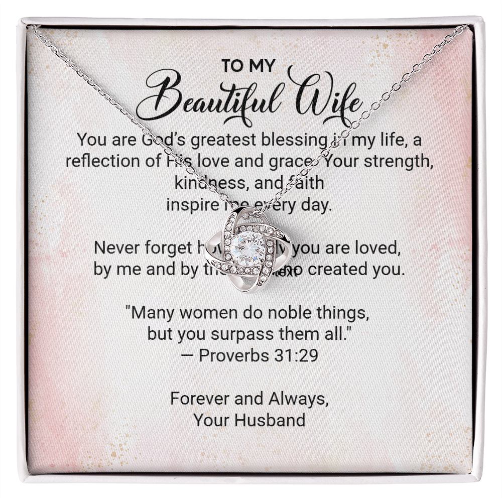 For My Beautiful Wife - Faith and Love Knot Keepsake Necklace
