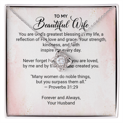 For My Beautiful Wife - Faith and Love Knot Keepsake Necklace