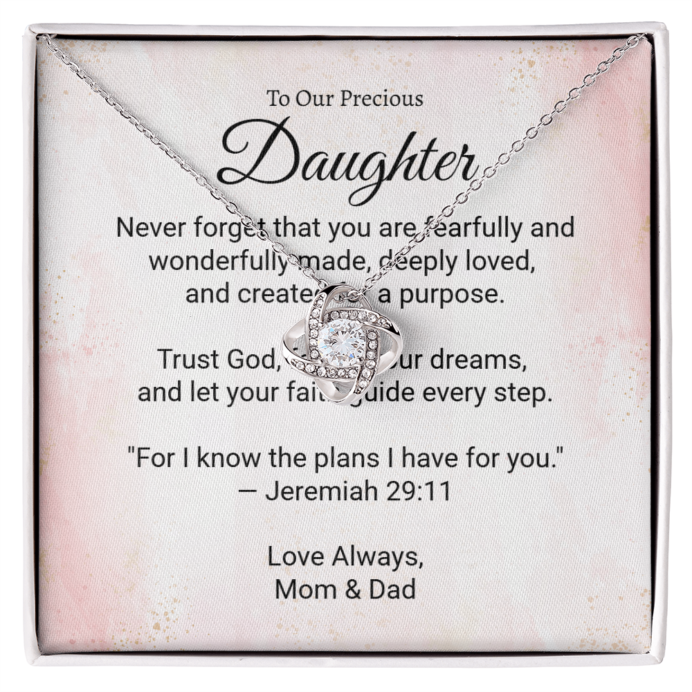 To Our Precious Daughter - Faith and Love Knot Keepsake Necklace