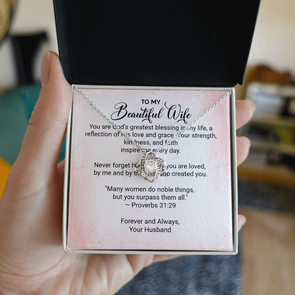 For My Beautiful Wife - Faith and Love Knot Keepsake Necklace