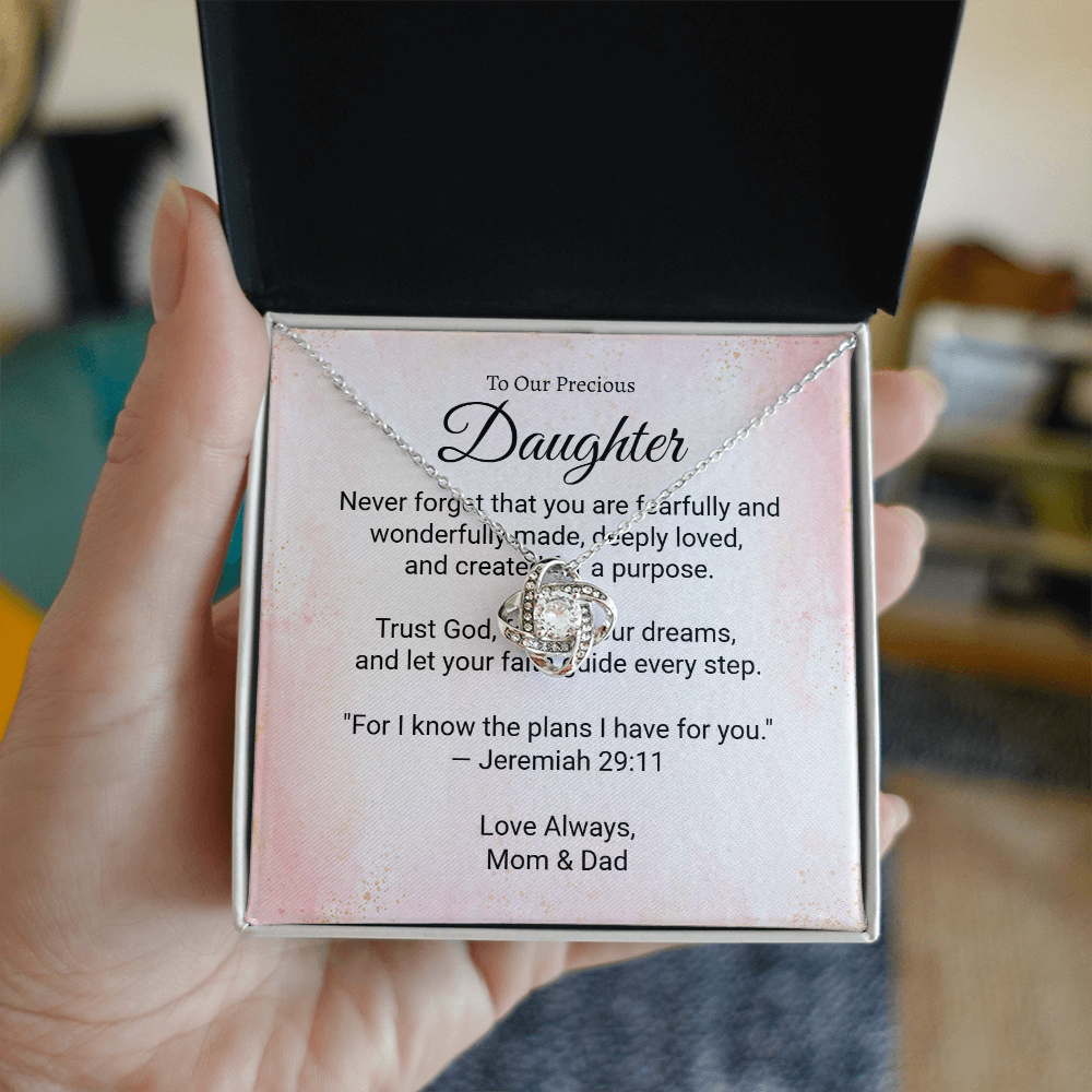 To Our Precious Daughter - Faith and Love Knot Keepsake Necklace
