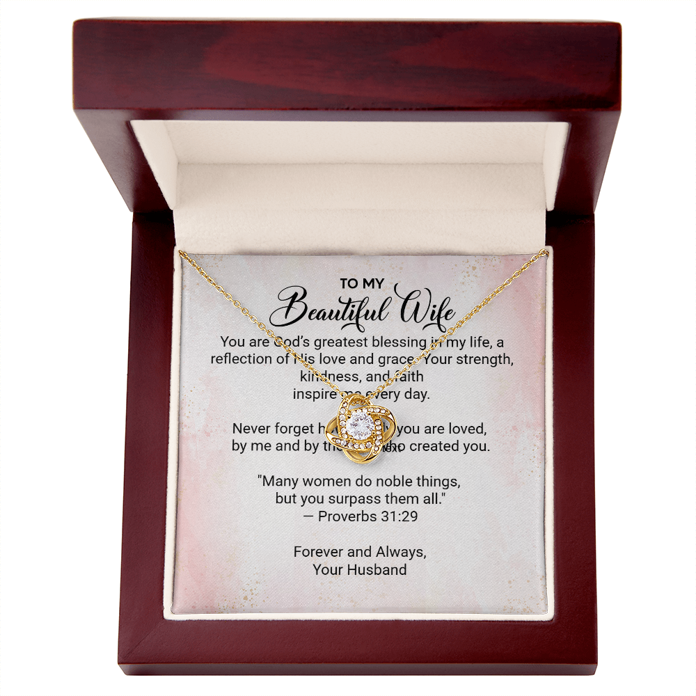 For My Beautiful Wife - Faith and Love Knot Keepsake Necklace