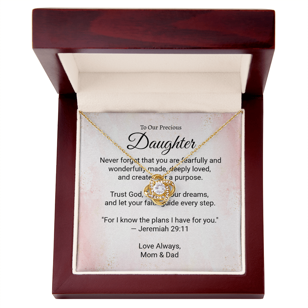 To Our Precious Daughter - Faith and Love Knot Keepsake Necklace