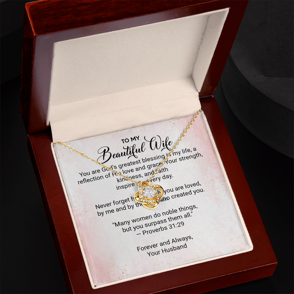 For My Beautiful Wife - Faith and Love Knot Keepsake Necklace