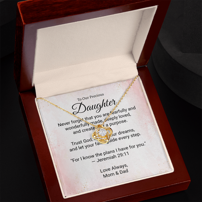 To Our Precious Daughter - Faith and Love Knot Keepsake Necklace