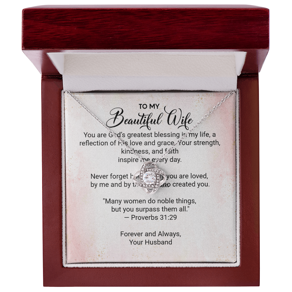 For My Beautiful Wife - Faith and Love Knot Keepsake Necklace