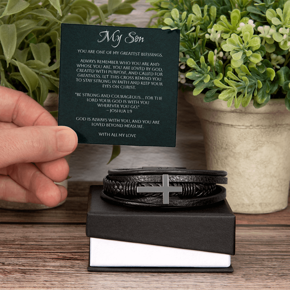 Men's Cross Bracelet – Son - A Gift of Faith, Strength & Leadership  A meaningful reminder of the man God has called him to be.