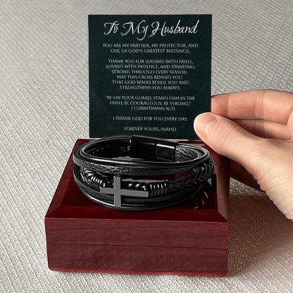 Men's Cross Bracelet – Husband - A Gift of Faith, Strength & Leadership  A meaningful reminder of the man God has called him to be.