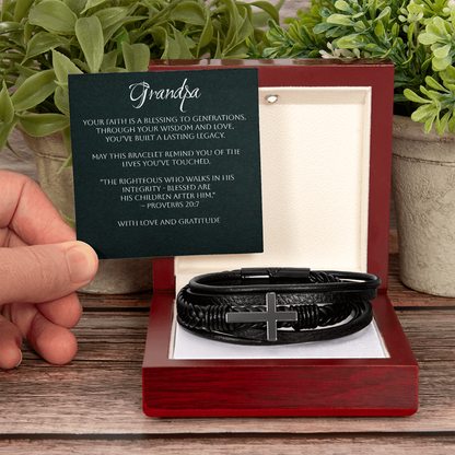 Men's Cross Bracelet – Grandpa - A Gift of Faith, Strength & Leadership  A meaningful reminder of the man God has called him to be.