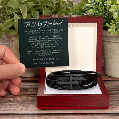 Men's Cross Bracelet – Husband - A Gift of Faith, Strength & Leadership  A meaningful reminder of the man God has called him to be.