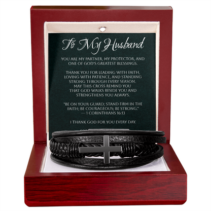 Men's Cross Bracelet – Husband - A Gift of Faith, Strength & Leadership  A meaningful reminder of the man God has called him to be.