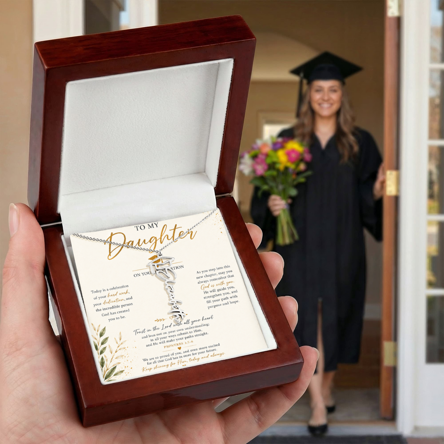 To my Daughter - Personalized Graduation Keepsake Necklace