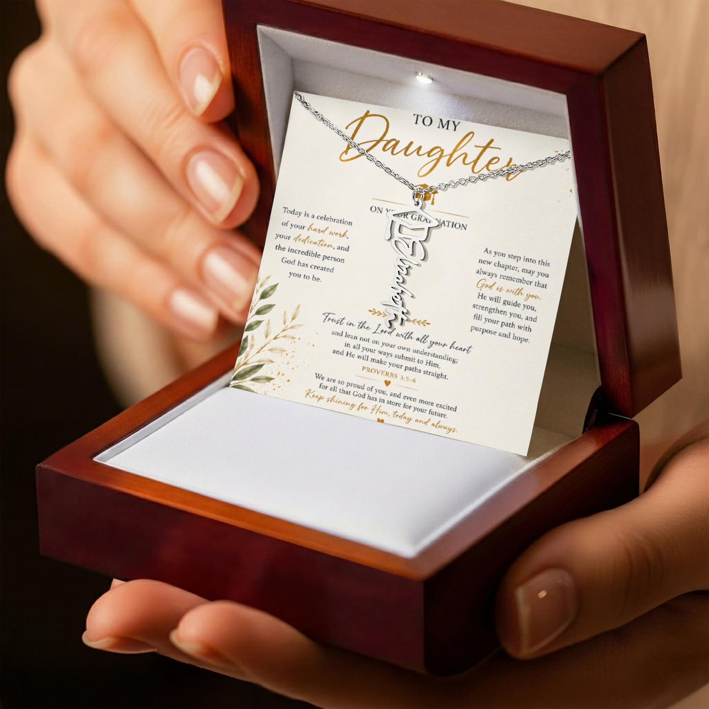 To my Daughter - Personalized Graduation Keepsake Necklace