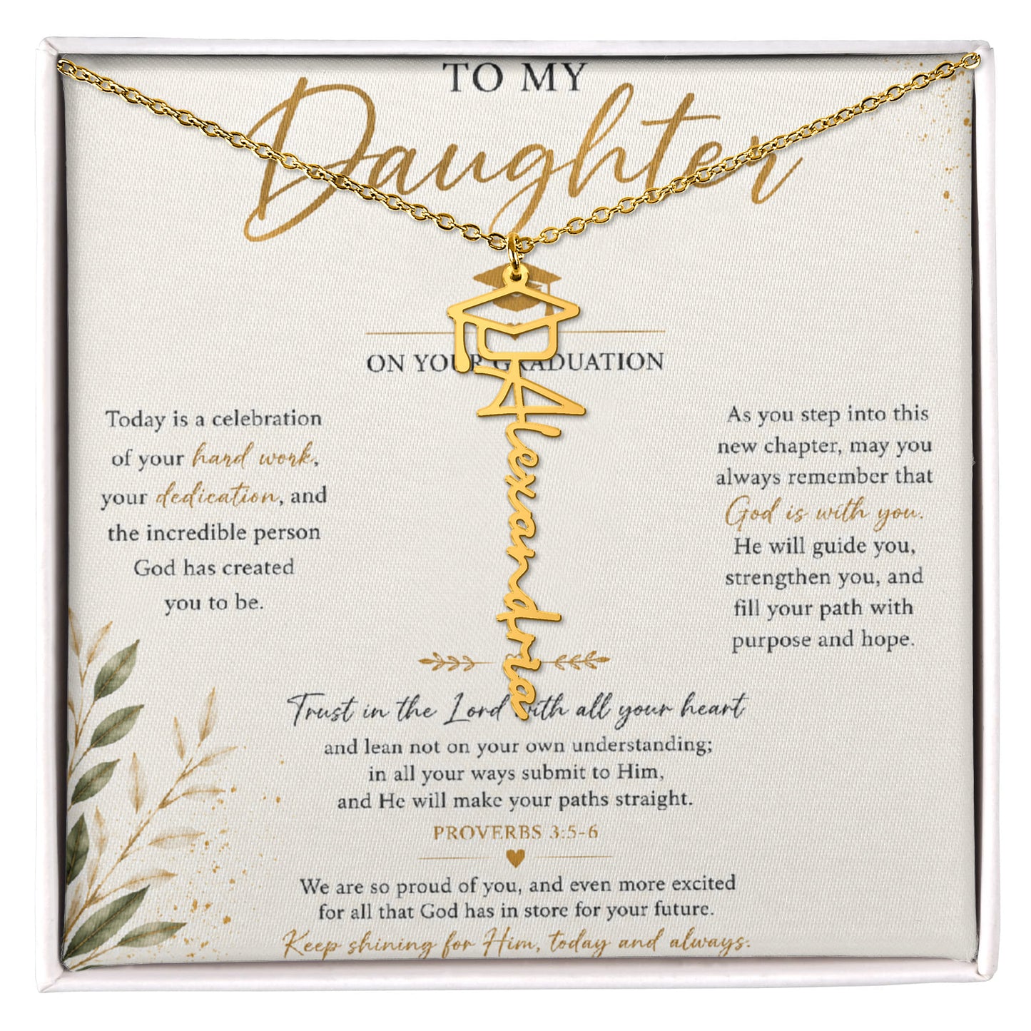 To my Daughter - Personalized Graduation Keepsake Necklace