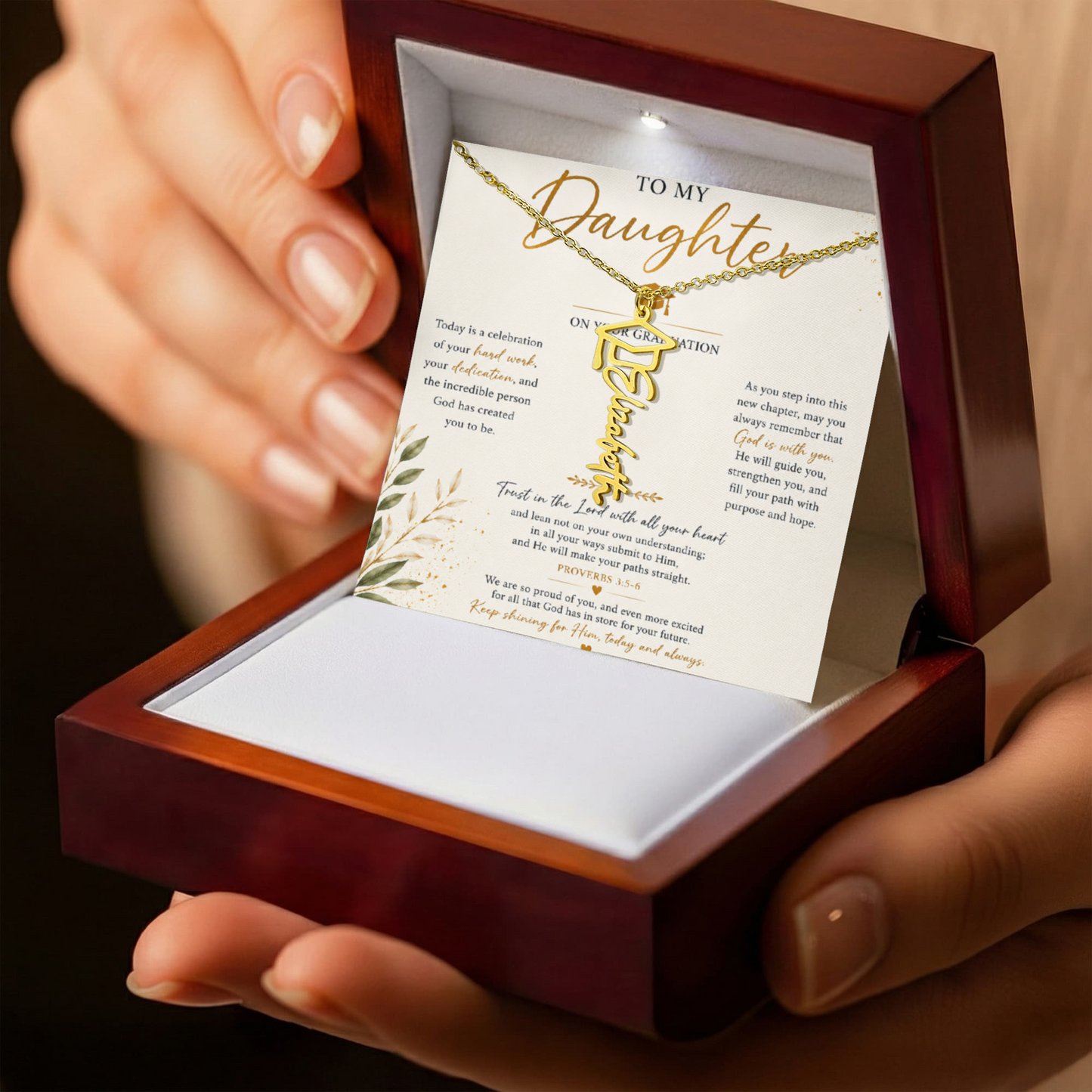 To my Daughter - Personalized Graduation Keepsake Necklace